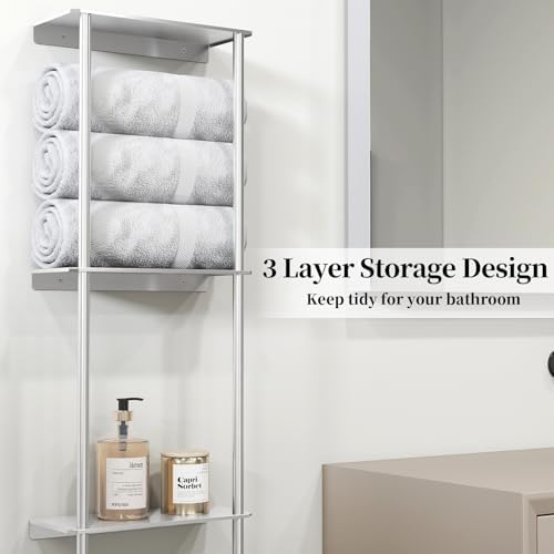 Bethom Towel Racks for Bathroom, 3Tier Towel Storage Rack, Brushed Nickel - Image 3