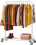 Sywhitta Metal Clothing Rack on Wheels with Bottom Shelf, for Clothes,White by haseverythingyouneed