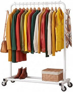 Sywhitta Metal Clothing Rack on Wheels with Bottom Shelf, for Clothes,White by haseverythingyouneed