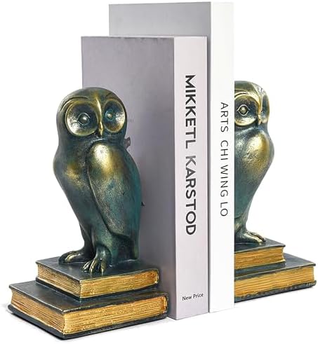 Book Ends for Shelves, Owl Decorative Bookends Bronze Bird Book Stopper Unique Kids Book Holders with Anti-Slip Base Luxurious Bookends for Kids Rooms Office Home Decor(Bronze) by Kakizzy