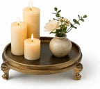 Vintage Brass Clawfoot Tray, Round Pedestal Candle Holder and Jewelry Dish by Unknown