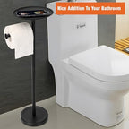 Tofix Freestanding Toilet Paper Holder with Shelf and Tray, Stainless Steel Base, Black - Image 6