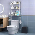 3-Tier Over The Toilet Storage, Freestanding Metal Bathroom Shelves, Above Toilet Storage Rack with Hooks and Paper Holder, Space-Saving, for Bathroom Restroom Laundry, White by BouPower
