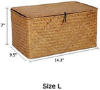 Woven Wicker Storage Bins with Lid, Seagrass Basket for Shelf Organizer, Extra Large, Set of 3 - Image 6