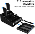 Kitchen Utensil Holder with Drawer, Farmhouse Spatula Organizer for Countertop,Large Capacity Flatware Spoon Forks Knives Cooking Tool Cutlery Holder for Party Picnic BBQ with 11 Compartments(Black) - Image 3
