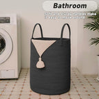 JMvicyroam 100L Cotton Rope Laundry Basket Hamper, Black - Image 5