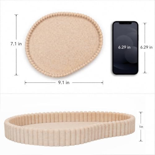 Faux Travertine Oval Vanity Tray for Bathroom Counter 9 x 7 Inch - Image 3