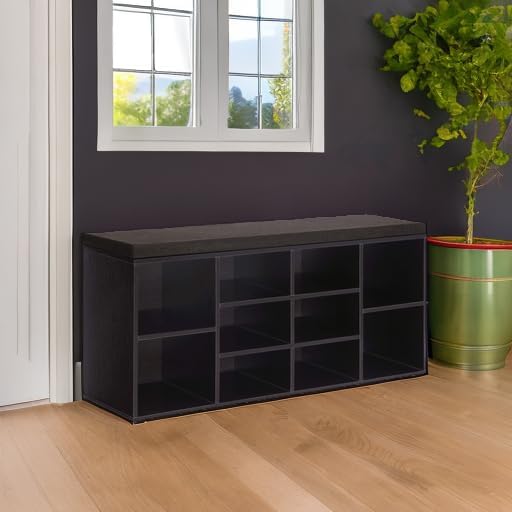 VASAGLE Shoe Bench with Cushion, 10 Compartments, 11.8 x 40.9 x 18.9 Inches - Image 6