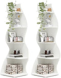 Tribesigns Corner Shelf, Modern 5-Tier Wall Corner Bookshelf Set of Two, Stylish Corner Small Bookcase Storage Rack Plant Stand for Living Room, Home Office, Kitchen, Small Space White, 2PCS by Tribesigns