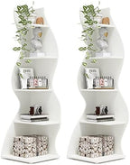Tribesigns Corner Shelf, Modern 5-Tier Wall Corner Bookshelf Set of Two, Stylish Corner Small Bookcase Storage Rack Plant Stand for Living Room, Home Office, Kitchen, Small Space White, 2PCS by Tribesigns