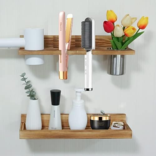 MRPAPA Hair Tool Organizer Wall Mount 2 Layer Wooden Blow Dryer Holder - Image 4