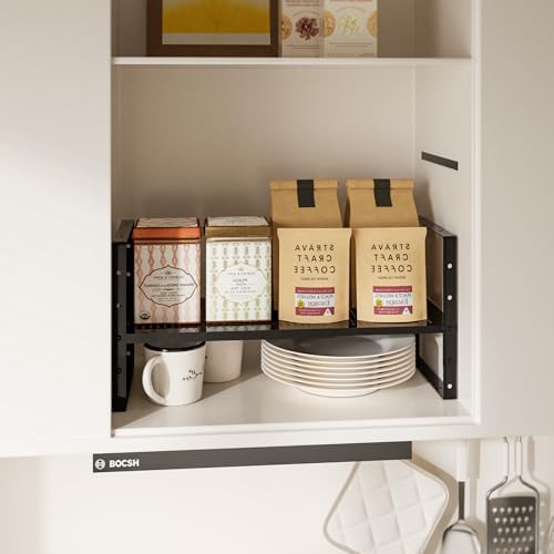 Multi-Functional Metal Shoe Rack,Expandable Adjustable Stackable Kitchen Organizer,Metal Shelf risers for cabinets, Kitchens and Closet, Bathroom(2Packs/Black/Large) - Image 4