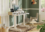 Claiks Standing Desk with Drawers & Wheels, 2 Height Shelf 48inch White - Image 2