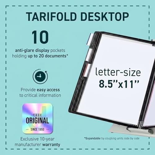 Tarifold Desktop Reference Display System, 10 Pockets, Expandable, Black - Image 2