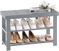 Apicizon Bamboo Shoe Rack Bench, 3-Tier Entryway Organizer, Gray by APICIZON