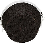 Household Essentials Round Wicker Laundry Basket with Handwoven Water Hyacinth, Metal Frame Support, and Removable Polyester Liner, Brown Finish and White - Image 7