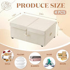 Geelin 4 Pack Under Bed Storage with Wheels, 10 Inch Height 65L Large Capacity Foldable Underbed Storage Bins with Lids & Handles, Easy Assembly Rolling Under Bed Containers for Clothes Blanket, White - Image 2