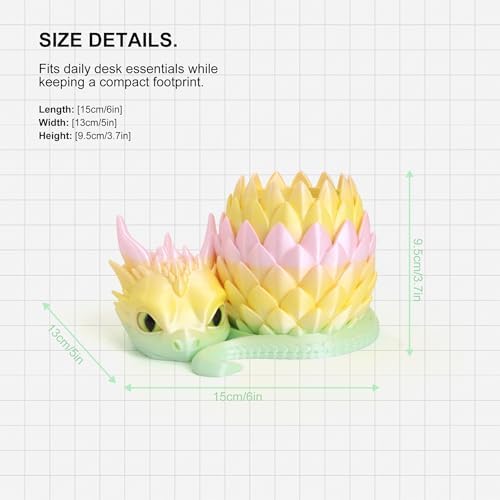 3D Printed Dragon Pencil Holder for Desk, Removable Dragon Egg Pen Holder, Cute Pencil Cup Desk Organizer for Pens, Pencils, Paper Clips, Makeup Brushes, Fantasy Desk Decor Gift for Kids - Image 5