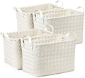 Handwoven Clothes Basket Laundry Hampers Large Wicker Storage Baskets for Shelves Blankets Closet Storage Bins Car Bedroom Bathroom Organizers and Storage Bath (Pack of 4, Ivory) by BROWNLILY