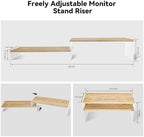 YGYQZ Adjustable Monitor Stand Riser, 7.67"×19.3" Dual Monitor Desk Stand - Image 2