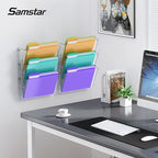 samstar 6 Pack Clear Wall File Holder, Wall Mount Acrylic File Organizer Hanging Wall Pocket Mail Magazines Organizer for Office,Home - Image 4