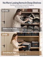 8 Pack Large Closet Storage Baskets Bins for Shelves, Collapsible Fabric Closet Organizers and Storage with Polyester Handles, Decorative Baskets for Organizing Clothes, Towels, Linen Closet 14"x10" - Image 6