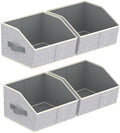 Homsorout Storage Bins for Shelves - Small Trapezoid Closet Shelf Organizer, Fabric Organization Bins with Handles, Storage Baskets for Clothes, Towel, Purse, 4 Pack, Light Gray by Homsorout