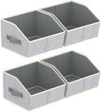 Homsorout Storage Bins for Shelves - Small Trapezoid Closet Shelf Organizer, Fabric Organization Bins with Handles, Storage Baskets for Clothes, Towel, Purse, 4 Pack, Light Gray by Homsorout