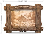 Rustic Log Cabin Style Key Hanger, Wall Mounted Key Holder with Deer Antler Hooks, with Laser Engraved Cabin and Buck Scene - Image 2