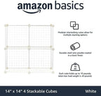 Amazon Basics 4 Cube Wire Grid Storage Organizer, Closet Organizer and Shelves, Stackable, Space-Saving, Easy to Assemble, 14"x14"x14", White - Image 4