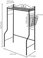 MyGift Over The Toilet Standing Shelf Storage with Magazine Basket, Freestanding Bathroom Space Saver Organizer Rack, Black Metal Vintage Scrollwork Accents - Image 3