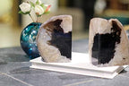 JIC Gem Black Agate Geode Bookends Heavy Duty Book Stoppers Anti-Slip6-8lbs - Image 5