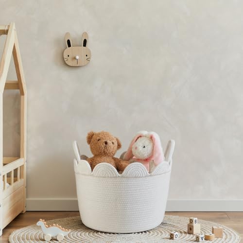 LemonRoad Round Woven Basket White, 16" L X 16" W X 14" H - Image 6