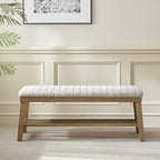 VKNOW Entryway Bench, Storage Shoe Bench with Rubberwood Legs, Beige - Image 6