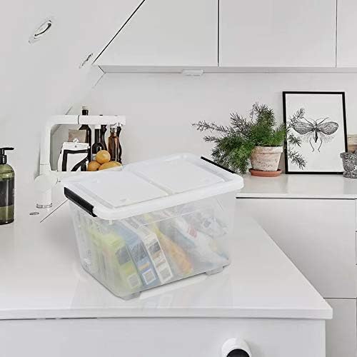 Clear Plastic Storage Bins with Wheels, 4-Pack Latch Boxes, 30 L - Image 5