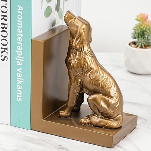 Dog Bookends, Book Ends for Shelves to Hold Books Heavy Duty, Creative Resin Book Holders for Kitchen Desk Home Office - Image 4
