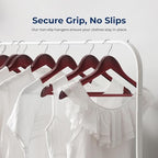 SereneLife 60-Pack Wooden Hangers Cherry Finish – Heavy Duty Suit & Clothes Hangers with Non-Slip Notches, Pants Bar, 360° Swivel Chrome Hook, 10 lb Capacity, Space Saving Closet Organization - Image 3
