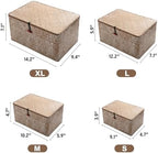 4 Pack, Wicker Baskets with Lids, Natural Seagrass Storage Baskets, Woven Rectangular Basket Bins, Rattan Storage Organizer for Shelf (Whitewashed, Set of 4) - Image 7