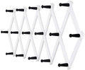 Dseap Accordian Wall Hanger: 16” High Wooden Wall Expandable Coat Rack, Hat Rack Holder, Accordion Hook for Baseball Caps, Coats, Mugs, 16 Peg Hooks, White & Black by Dseap