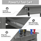 3 Tray Rolling Tool Cart with Drawers, 400 LBS Capacity Mechanic Tool Cart on Wheels, Heavy Duty Utility Cart with Pegboard, Metal Work Cart for Garage and Repair Shop, Grey - Image 6
