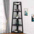 Tribesigns 70 inch Tall Corner Shelf, 5 Tier Modern Corner Bookshelf Bookcase Industrial Corner Ladder Shelf Plant Stand for Living Room, Kitchen, Home Office (Black) by Tribesigns