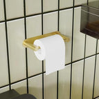 Adhesive Toilet Paper Holder, Self Adhesive Double Post Pivoting Toilet Tissue Holder, Stick on No Drilling Toilet Paper roll Holder for Bathroom, Stainless Steel and Zinc Alloy, Brushed Gold, 2Pack - Image 5