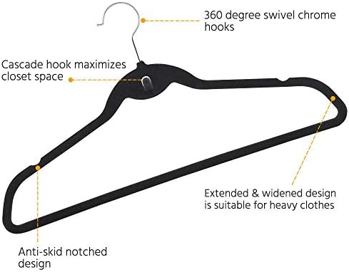 Yaheetech 100 Pack Velvet Hangers, Non-Slip Cascading Design, Swivel Hook - Image 5