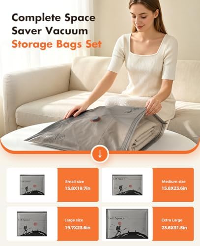 Vacuum Storage Bags with Electric Pump,Covers -60kPa Vacuum Seal Bags for Clothing Devices, Travel Bags with Portable Cordless Pump Included, Compatible with Bags 20 Combo Set - Image 3