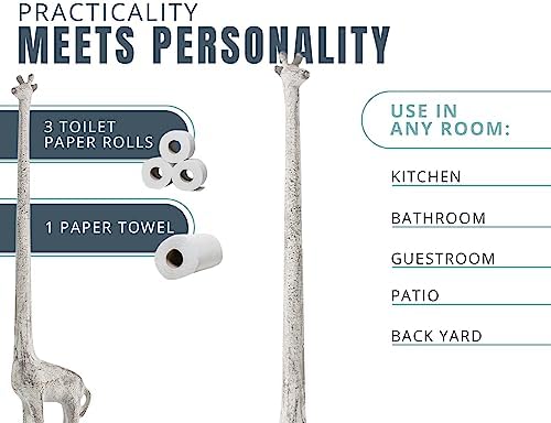 Comfify Antique White Giraffe Paper Towel & Toilet Paper Stand – 18.9" - Image 6