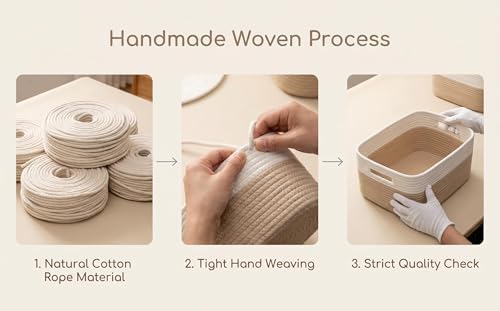 4 Pack Cotton Rope Storage Bins, 16x14x8 Inch Large Basket for Shelves, Closet, Nursery, Towels, Toys - Image 4