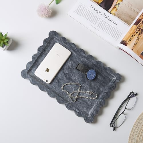 Scalloped Natural Marble Tray - Decorative Stone Tray for Bathroom & Vanity - Image 5