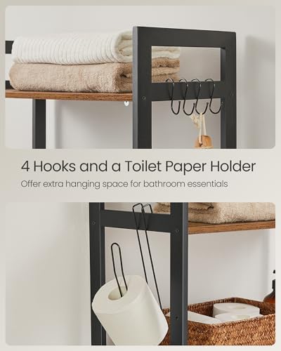 SONGMICS 3-Tier Bamboo Over The Toilet Storage, Adjustable Shelf, 66.9''H - Image 4