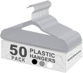 50 Pack Slim Plastic Clothes Hangers Grey by MOERKADA