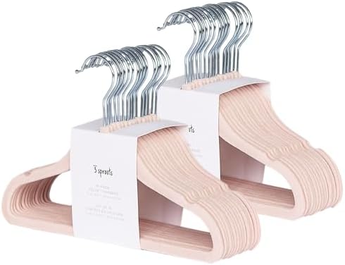 3 Sprouts Velvet Baby Hangers, Non Slip Slim, Pink, 30 Pack by 3Sprouts